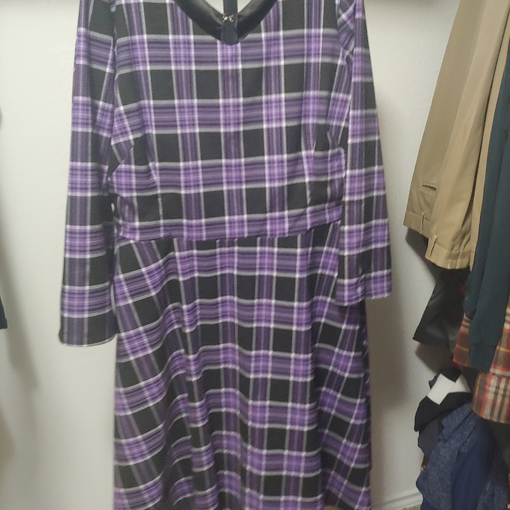 3x Pinup Couture Celia dress in purple plaid
